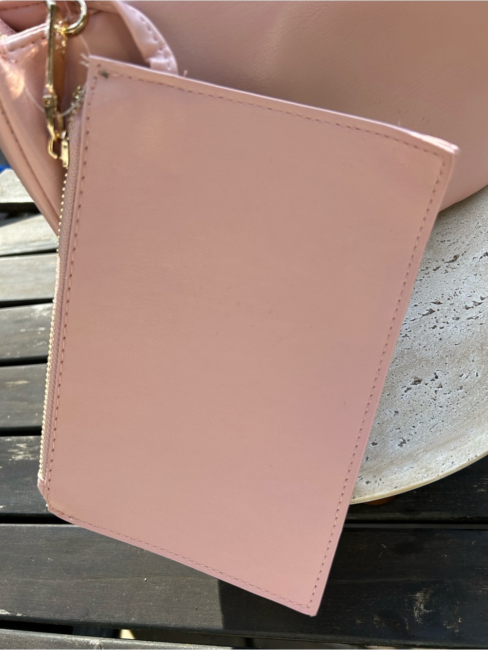 bebe Everett Quilted Satchel in Blush Pink with Gold Logo - Picture 4 of 10